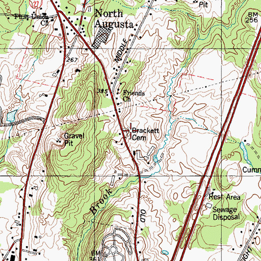Topographic Map of Brackett Cemetery, ME