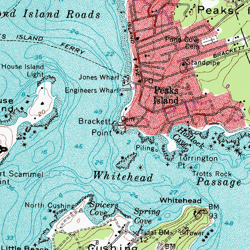 Topographic Map of Brackett Point, ME