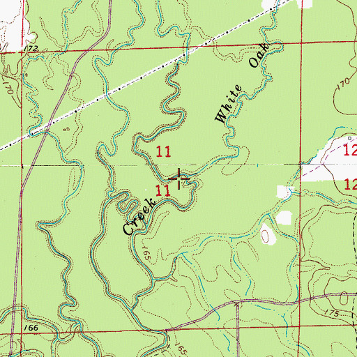 Topographic Map of White Oak Creek, AR