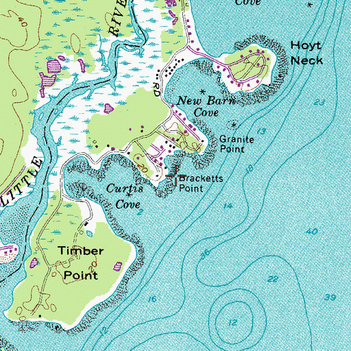 Topographic Map of Bracketts Point, ME
