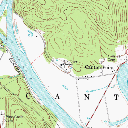 Topographic Map of Bradbury Chapel, ME