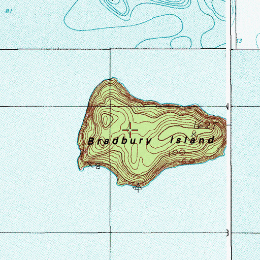 Topographic Map of Bradbury Island, ME