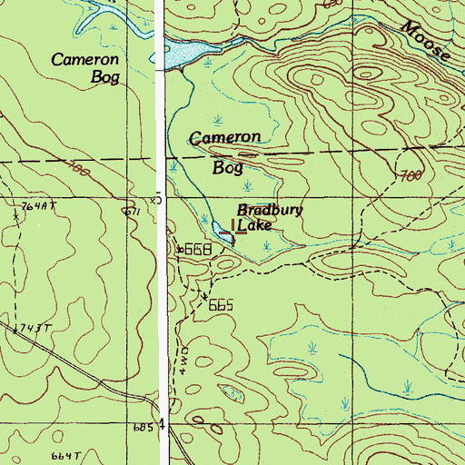 Topographic Map of Bradbury Lake, ME
