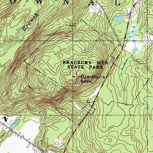 Topographic Map of Bradbury Mountain, ME