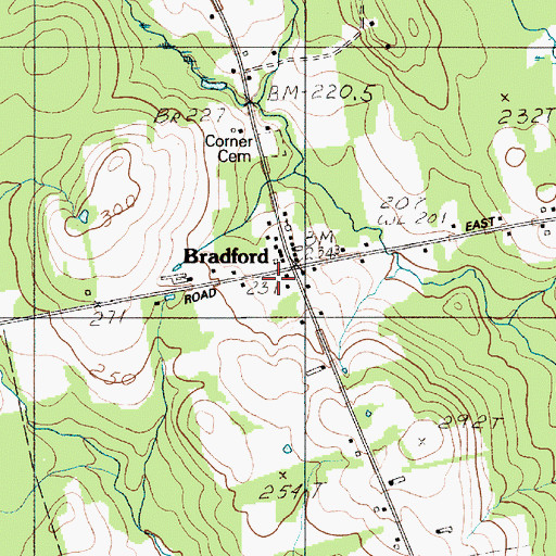 Topographic Map of Bradford, ME