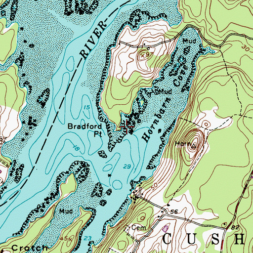 Topographic Map of Bradford Point, ME