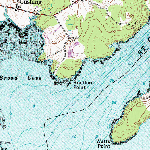 Topographic Map of Bradford Point, ME