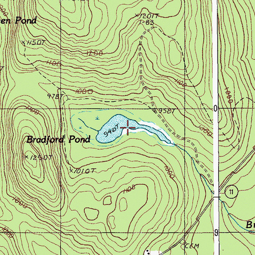Topographic Map of Bradford Pond, ME