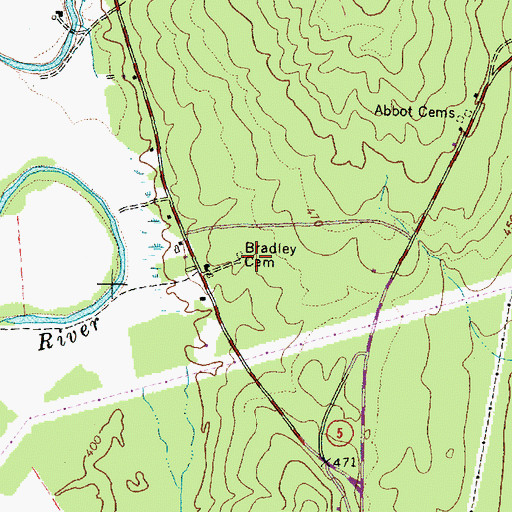 Topographic Map of Bradley Cemetery, ME