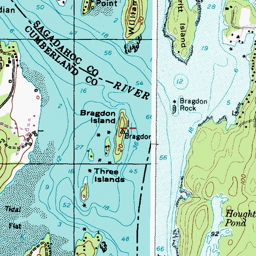 Topographic Map of Bragdon Island, ME