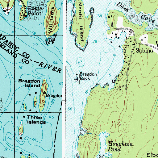 Topographic Map of Bragdon Rock, ME