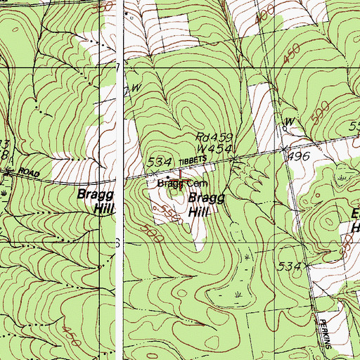 Topographic Map of Bragg Cemetery, ME