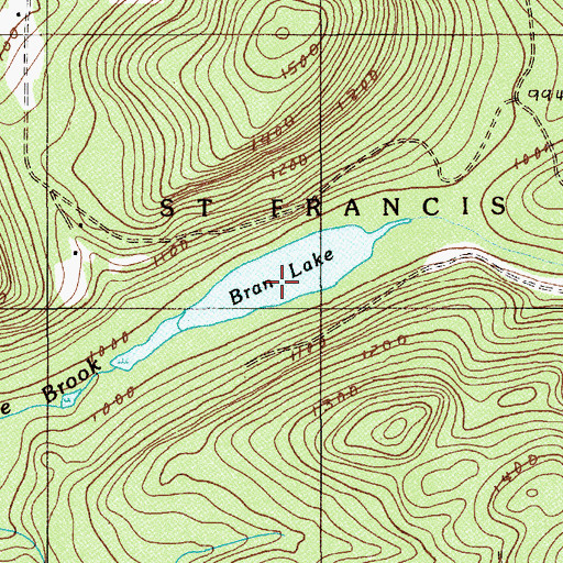 Topographic Map of Bran Lake, ME
