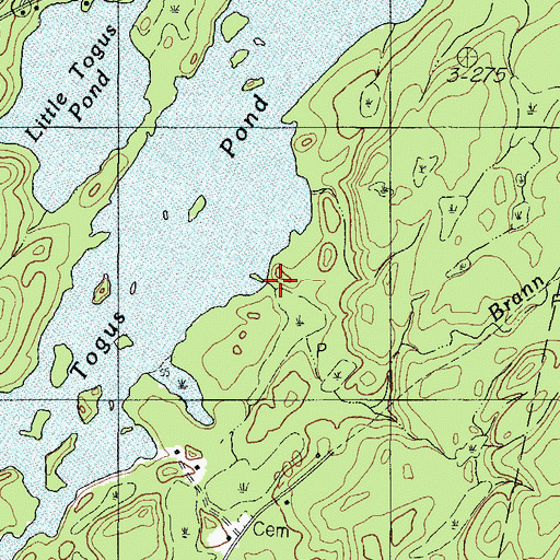 Topographic Map of Brann Brook, ME