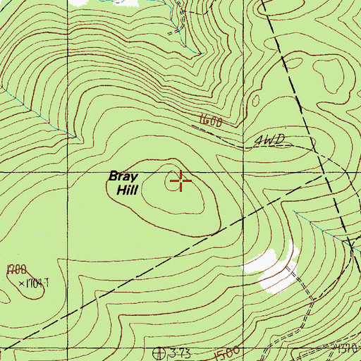 Topographic Map of Bray Hill, ME