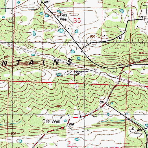Topographic Map of White Oak Mountains, AR