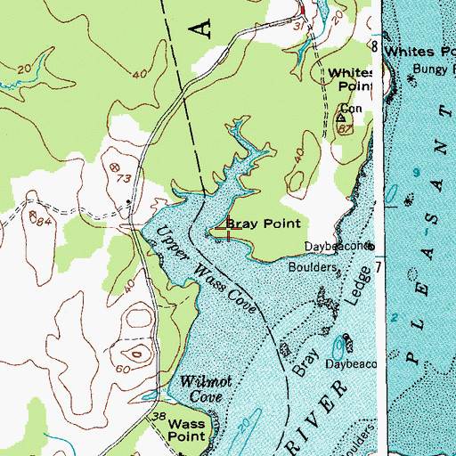 Topographic Map of Bray Point, ME