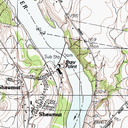 Topographic Map of Bray Point, ME