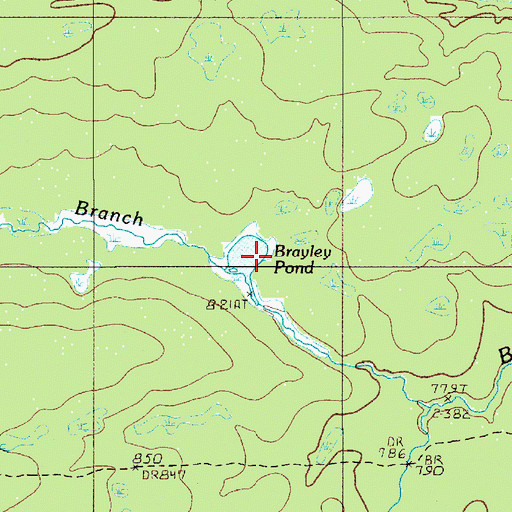 Topographic Map of Brayley Pond, ME