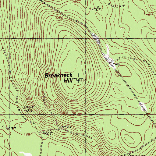 Topographic Map of Breakneck Hill, ME