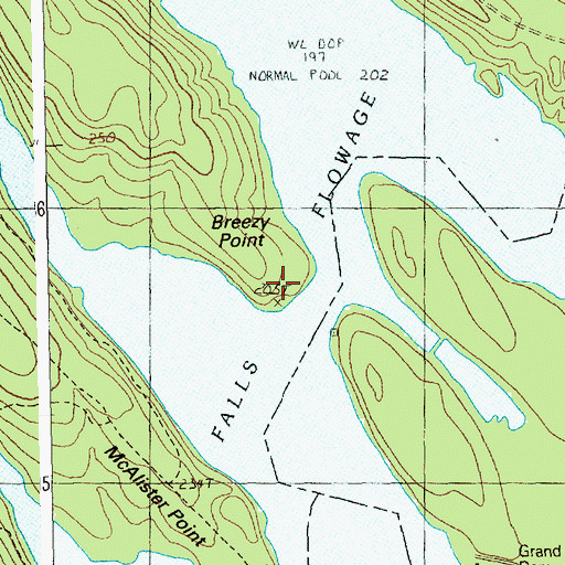 Topographic Map of Breezy Point, ME