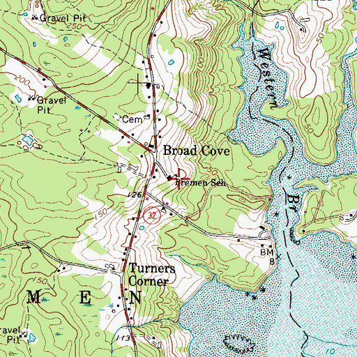 Topographic Map of Bremen School, ME