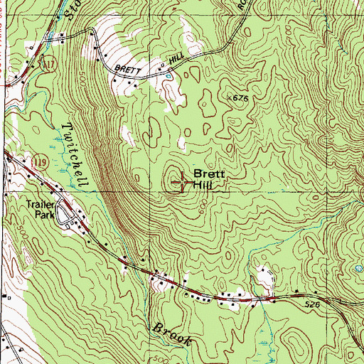 Topographic Map of Brett Hill, ME