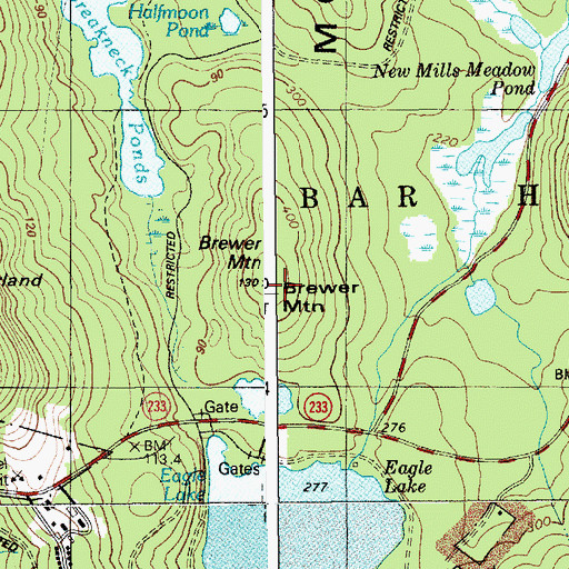 Topographic Map of Brewer Mountain, ME