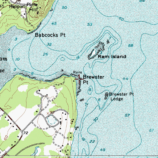 Topographic Map of Brewster Point, ME