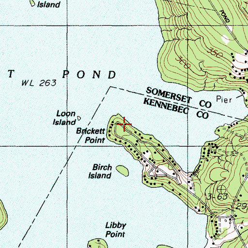 Topographic Map of Brickett Point, ME