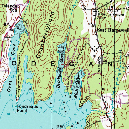 Topographic Map of Brickyard Cove, ME