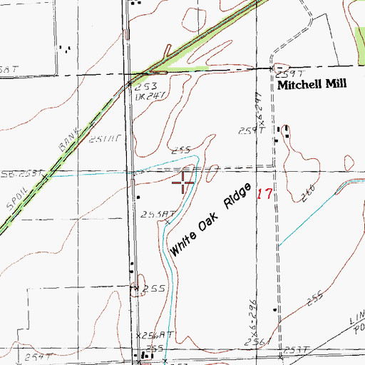 Topographic Map of White Oak Ridge, AR