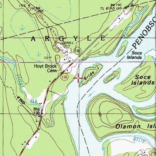 Topographic Map of Bride Island, ME