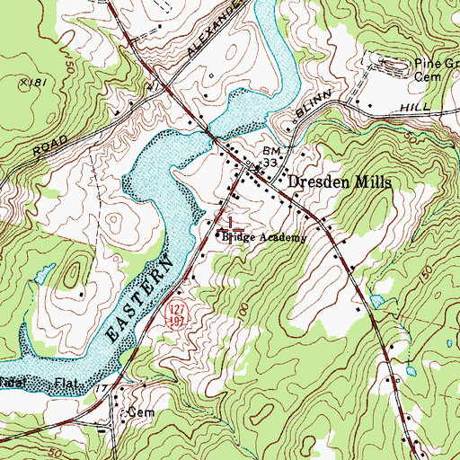 Topographic Map of Bridge Academy, ME