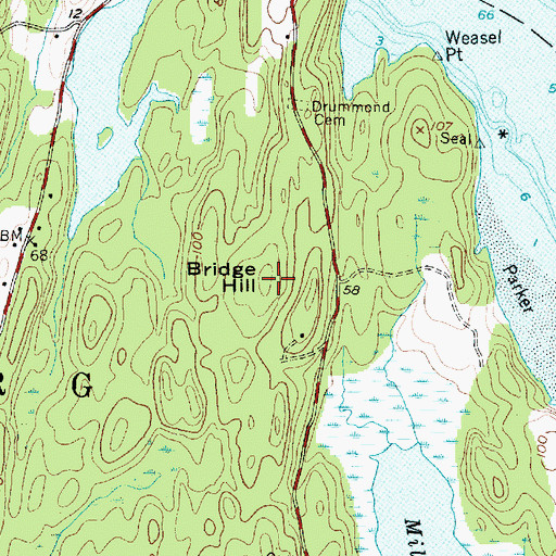 Topographic Map of Bridge Hill, ME