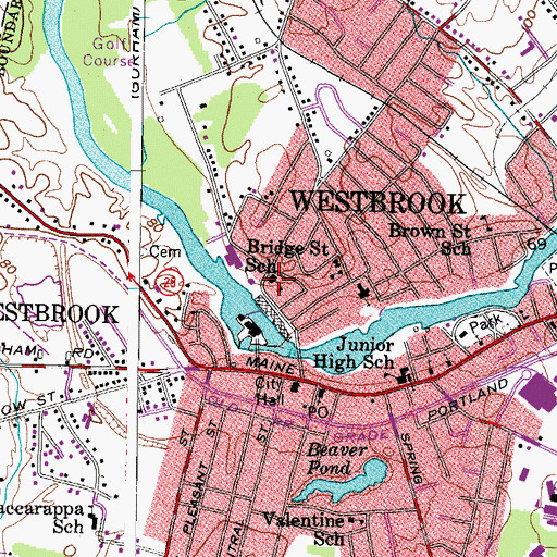 Topographic Map of Bridge Saint School, ME
