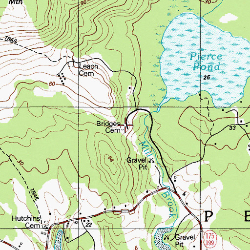 Topographic Map of Bridges Cemetery, ME