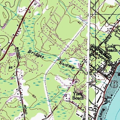 Topographic Map of Bridges Swamp, ME