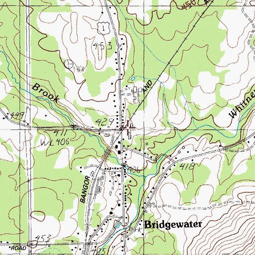Topographic Map of Bridgewater, ME