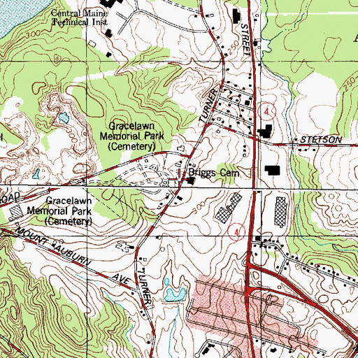 Topographic Map of Briggs Cemetery, ME
