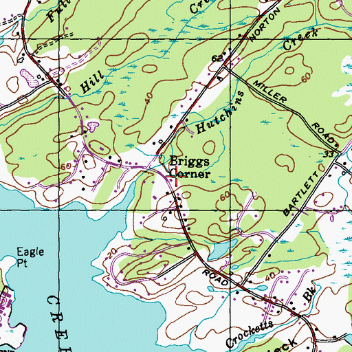 Topographic Map of Briggs Corner, ME