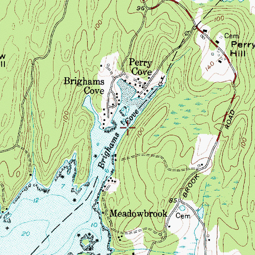 Topographic Map of Brighams Cove, ME