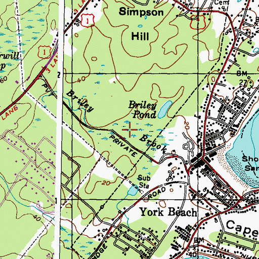 Topographic Map of Briley Brook, ME