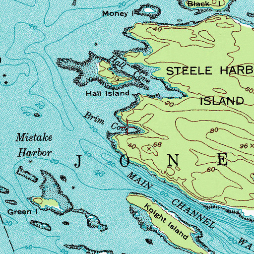 Topographic Map of Brim Cove, ME