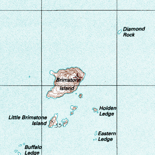 Topographic Map of Brimstone Island, ME