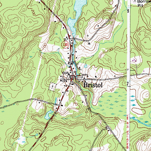 Topographic Map of Bristol, ME