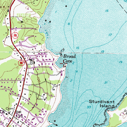 Topographic Map of Broad Cove, ME