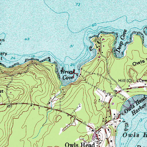 Topographic Map of Broad Cove, ME