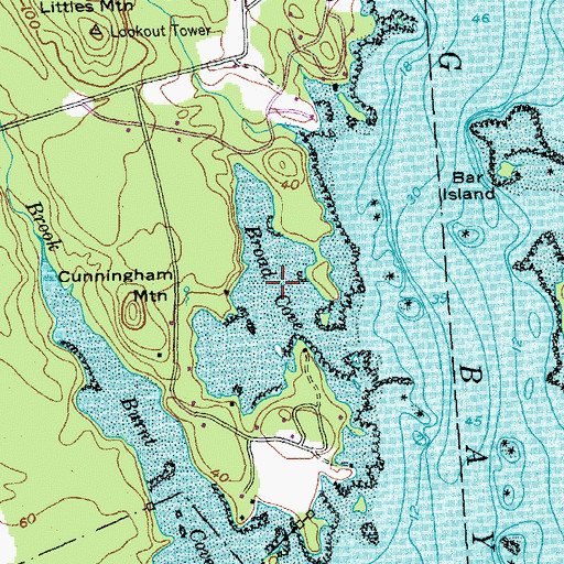 Topographic Map of Broad Cove, ME