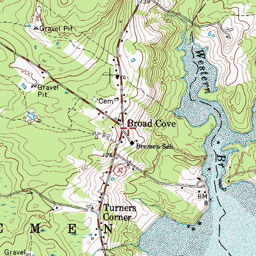 Topographic Map of Broad Cove, ME